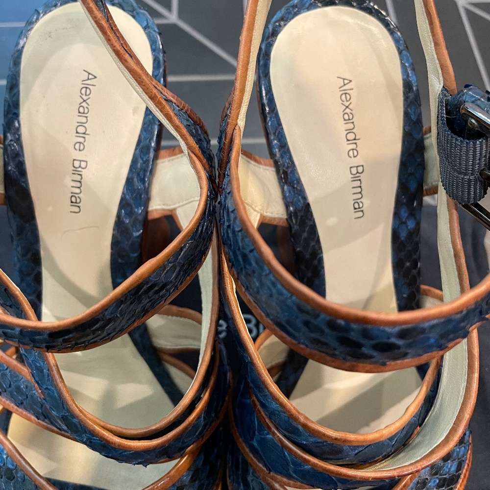 Alexandre Birman Python Wedge Sandals Blue - image 5